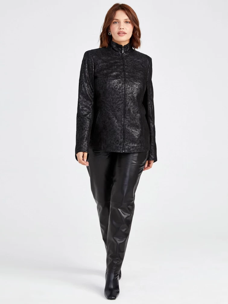 Замшевая куртка женская 336, черная, р. 46, арт. 91530-3