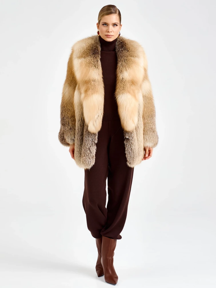 Женская короткая шуба из меха лисы Л1010-816, рыжая, размер 48, артикул 92720-0