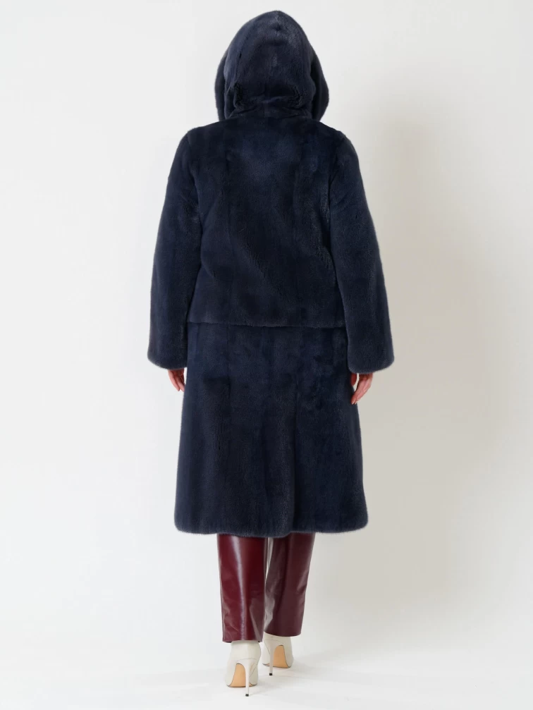Женское пальто из меха норки с капюшоном 216(к), графитовое, размер 46, артикул 31800-6