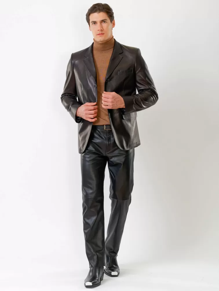 Кожаный пиджак мужской 543, черный, р. 50, арт. 27330-3
