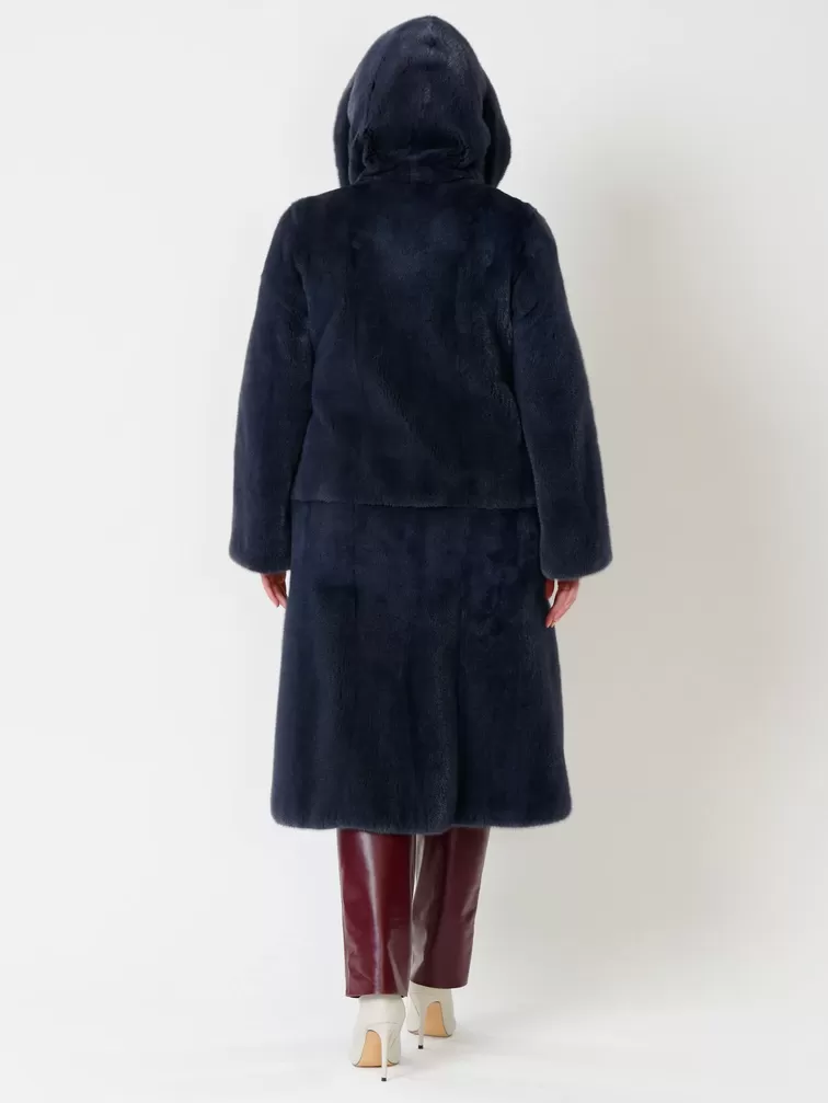 Пальто из меха норки женское 216(к), с капюшоном, графитовое, р. 46, арт. 31800-6