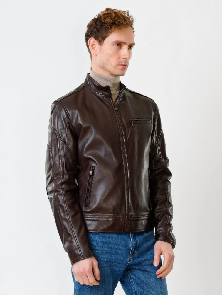 Кожаная куртка мужская 506о, коричневая, размер 48, артикул 28411-1