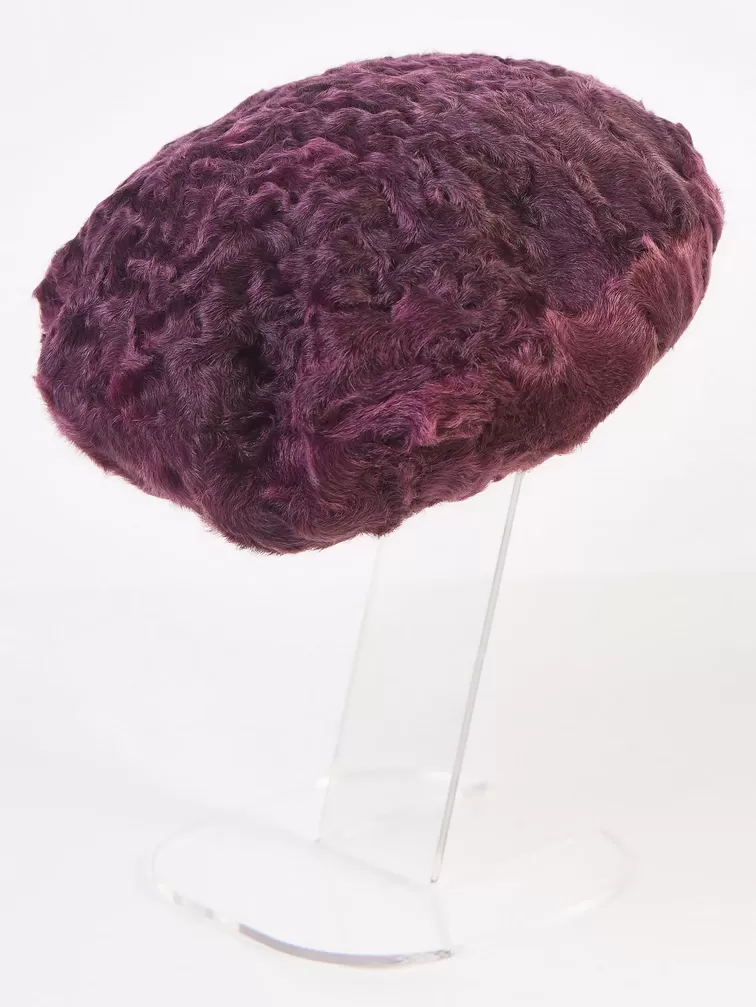 Меховой головной (берет) убор из меха каракуля женский М-277, фиолетовый, p. 58, арт. 51340-1