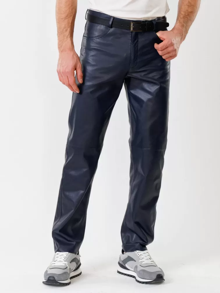 Кожаные брюки мужские 01, синие, р. 48, арт. 120010-6