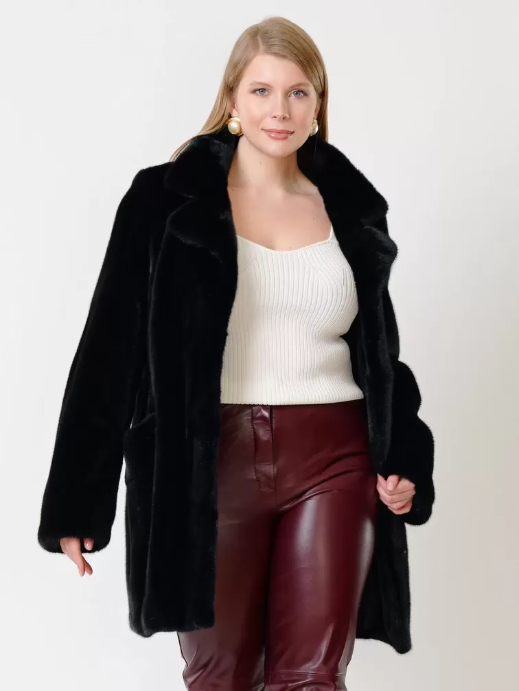 Демисезонный комплект женский: Куртка из меха норки ELECTRA ав + Брюки 02, черный/бордовый, р. 52, арт. 111227-4