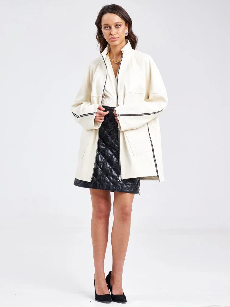Кожаная куртка премиум класса женская 3038, белая, р. 50, арт. 23150-3