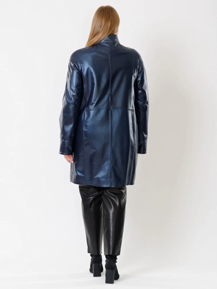 Кожаный комплект женский: Куртка 378 + Брюки 04, синий перламутр/черный, р. 46, арт. 111160-2