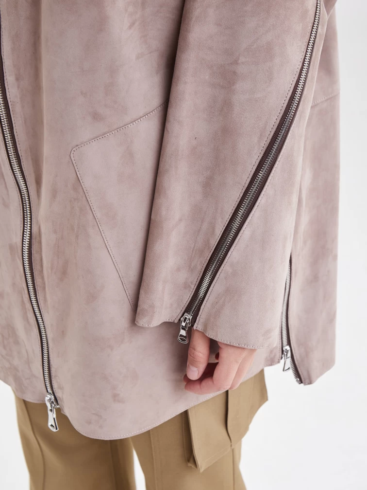 Женская замшевая куртка премиум класса 3037, светло-коричневая, размер 50, артикул 23161-2