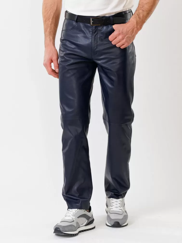 Кожаные брюки мужские 01, синие, р. 48, арт. 120010-3