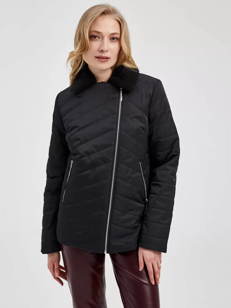 Демисезонный комплект женский: Куртка 21130 + Брюки 02, черный/бордовый, р. 42, арт. 111369-2