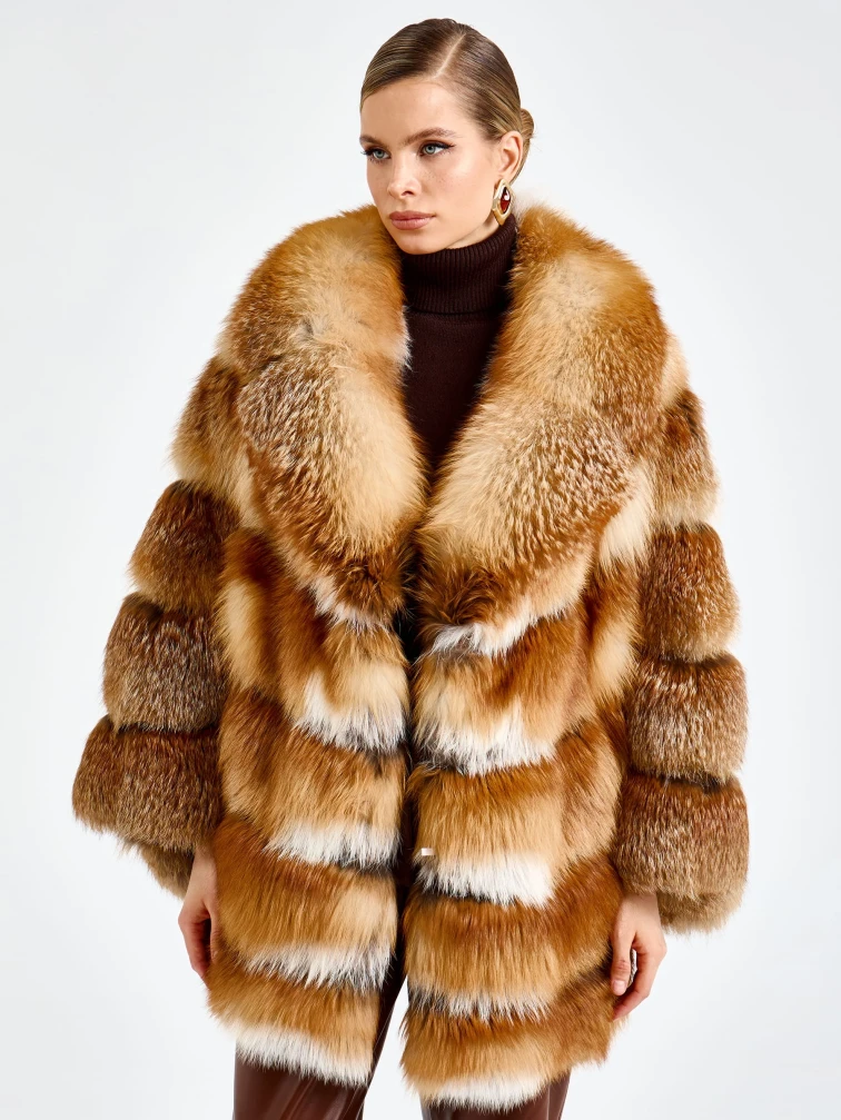 Женская короткая шуба из меха лисы Л1010-820, рыжая, размер 54. артикул 92730-1