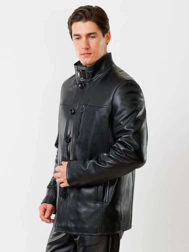 Кожаная куртка утепленная мужская 518ш, черная, р. 48, арт. 40370-6
