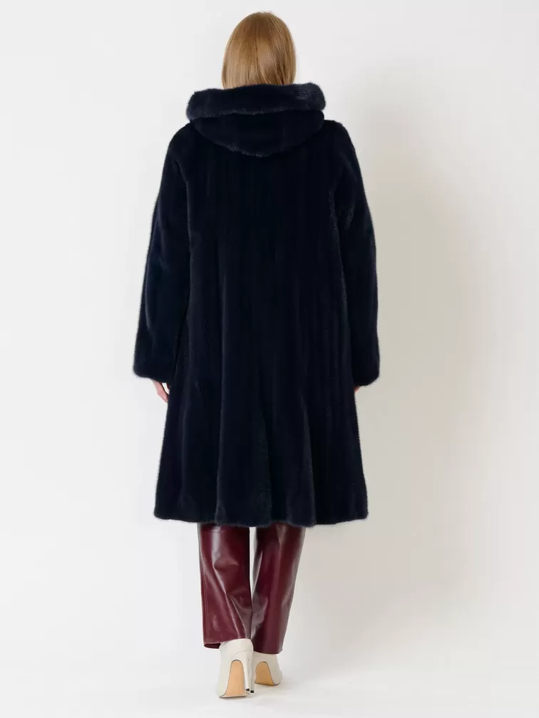 Зимний комплект женский: Пальто из меха норки 4021к + Брюки 02, cиний/бордовый, р. 52, арт. 111324-2