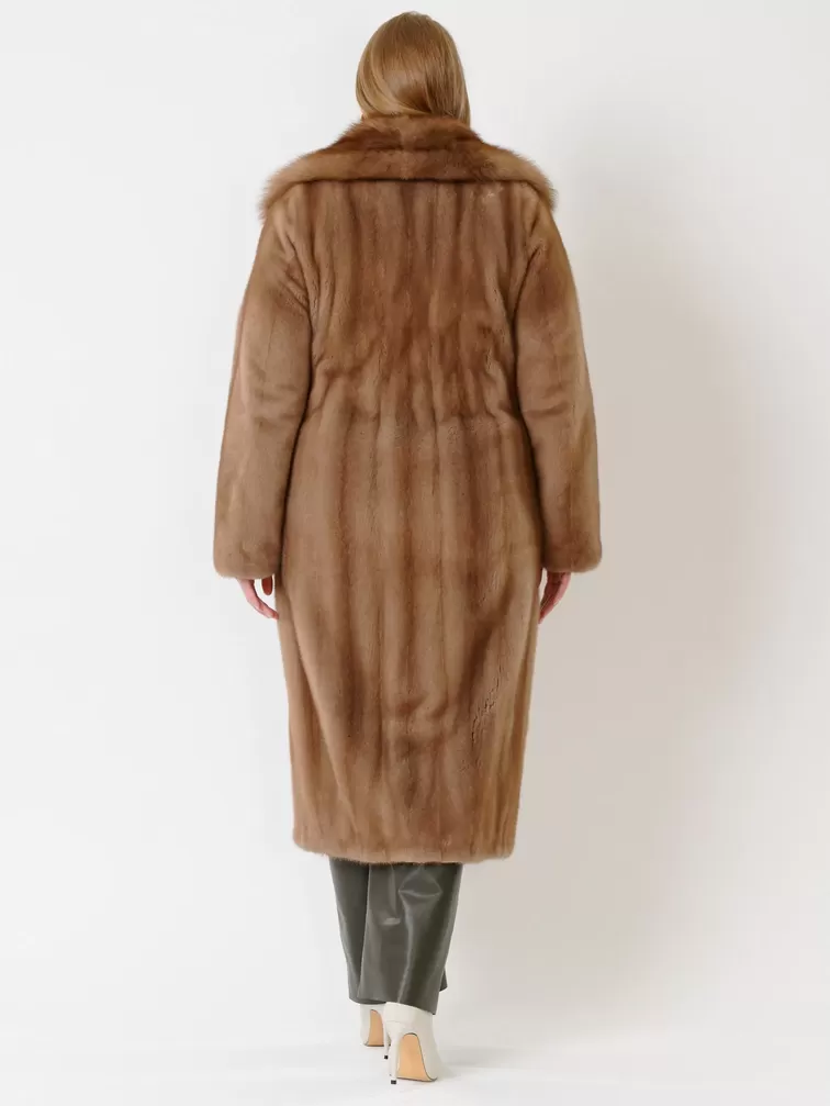 Зимний комплект: Пальто из меха норки 19009ав + Брюки женские 06, пастельный/оливковый, р. 52, арт. 111194-2