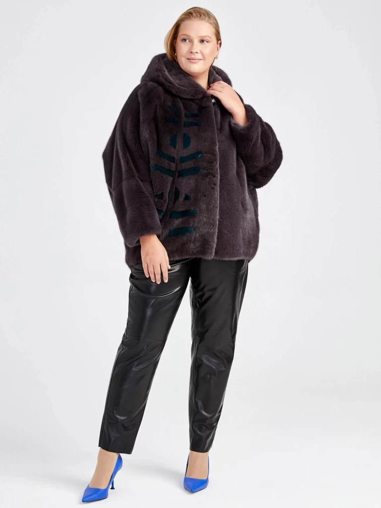Демисезонный комплект женский: Куртка из меха норки 18111(к) + Брюки 02, фиолетовый/черный, р. 50, арт. 111285-0