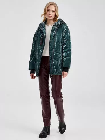 Демисезонный комплект женский: Куртка 20032 + Брюки 02, изумрудный/бордовый, р. 42, арт. 111364-0