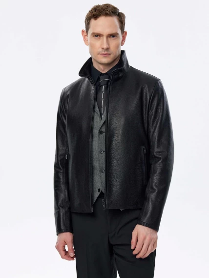Короткая кожаная куртка премиум класса для мужчин 2010-9, черная, размер 48, артикул 29700-2