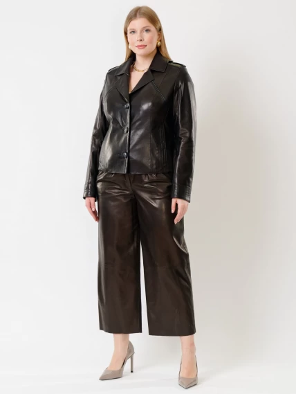 Кожаный комплект женский: Куртка 304 + Брюки 05, черный, размер 44, артикул 111144-0