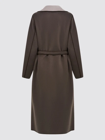 Женское кашемировое пальто темно-коричневое премиум класса 1055-125, размер 46, артикул 92490-1