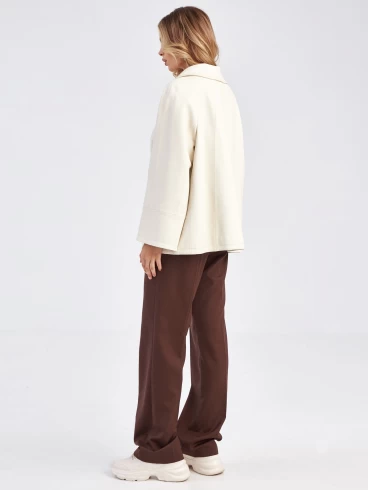 Кожаная женская куртка оверсайз премиум класса 3046, белая, размер 54, артикул 23280-5