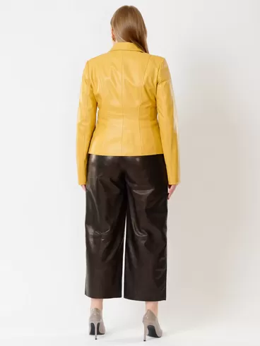 Кожаный пиджак женский 316рс, желтый, р. 42, арт. 91232-5