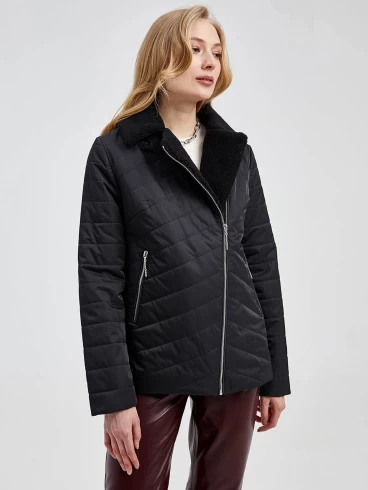 Демисезонный комплект женский: Куртка 21130 + Брюки 02, черный/бордовый, размер 42, артикул 111369-4