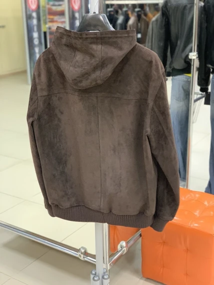 Коричневый замшевый мужской бомбер премиум класса 567з, размер 50, артикул 29890-1