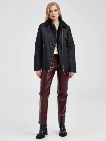 Демисезонный комплект женский: Куртка 21130 + Брюки 02, черный/бордовый, размер 42, артикул 111369-0