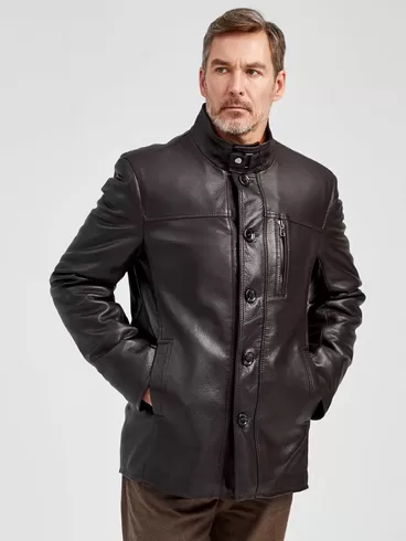 Кожаная куртка утепленная мужская 518ш, коричневая, р. 48, арт. 40471-5