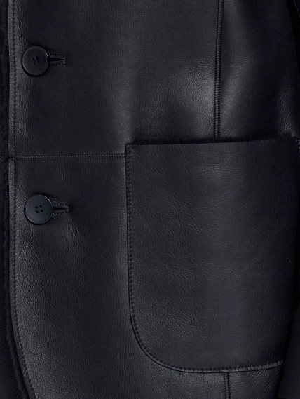 Мужская дубленка пиджак премиум класса 443, черная, размер 48, артикул 41210-2