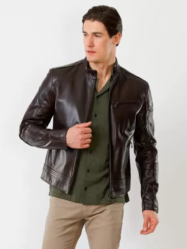 Кожаная куртка мужская 506о, коричневая, р. 46, арт. 28840-1