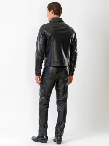 Короткая мужская кожаная куртка в джинсовом стиле 550, черная, размер 48, артикул  28750-4