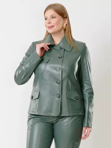 Кожаная куртка женская 302, оливковый, р. 48, арт. 91181-6