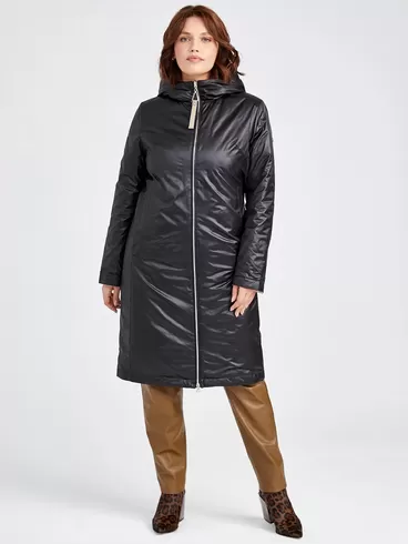 Демисезонный комплект: Пальто женское двухсторонние 21330 + Брюки женские 03, черный/коричневый, р. 42, арт. 111279-0