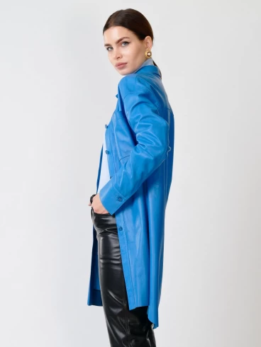 Кожаный костюм женский: Рубашка 01_1 + Брюки 02, голубой/черный, размер 46, артикул 111130-4