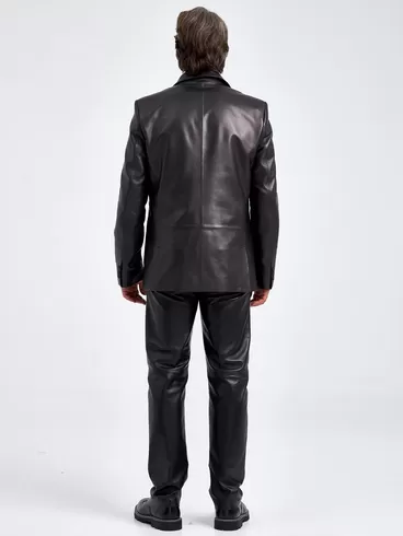 Кожаный пиджак мужской 555, черный, p. 50, арт. 29070-4