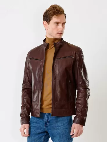 Кожаная куртка мужская 507, коричневая, р. 48, арт. 28420-1