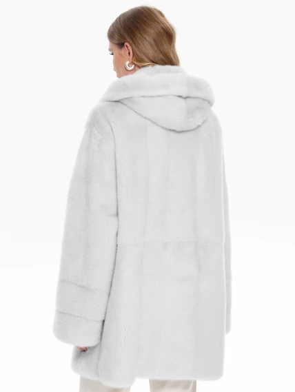 Белая норковая шуба с капюшоном Жанет, размер 52, артикул 65480-5