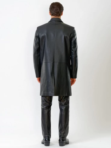 Кожаный пиджак удлиненный мужской 22/1, черный, размер 48, артикул 29580-4