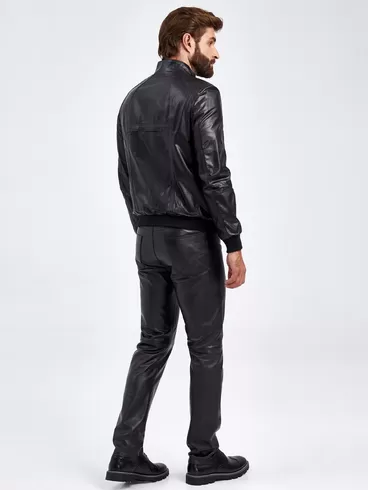 Кожаная куртка мужская 526, короткая, черная, p. 50, арт. 29230-6