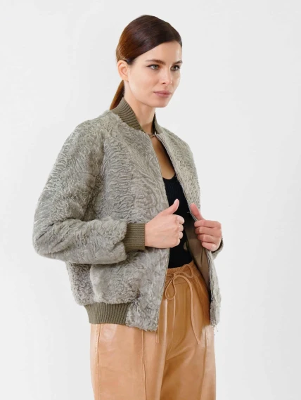 Бомбер из каракуля женский 17105, мятный, размер 40, артикул 22600-6