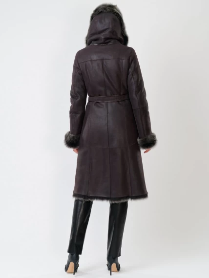 Зимний комплект женский: Дубленка 131 + Брюки 03, коричневый/черный, размер 44, артикул 111292-6