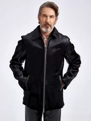 Меховая куртка из меха канадской нерпы мужская Davis, черная, p. 48, арт. 40780-0