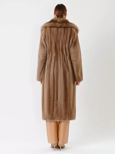 Пальто из меха норки с соболем женское 19009(ав), длинное, пастельное, р. 52, арт. 32680-4