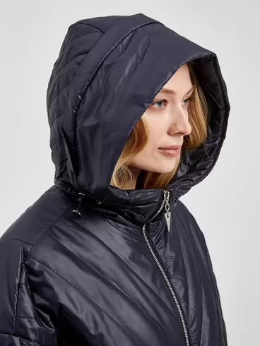 Текстильная утепленная куртка женская 20007, с капюшоном, черная, р. 42, арт. 25040-2