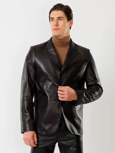 Кожаный пиджак мужской 543, черный, р. 62, арт. 27330-5