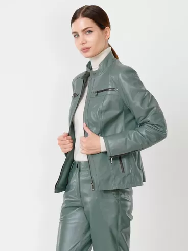 Кожаная куртка женская 301, оливковая, р. 44, арт. 90780-1