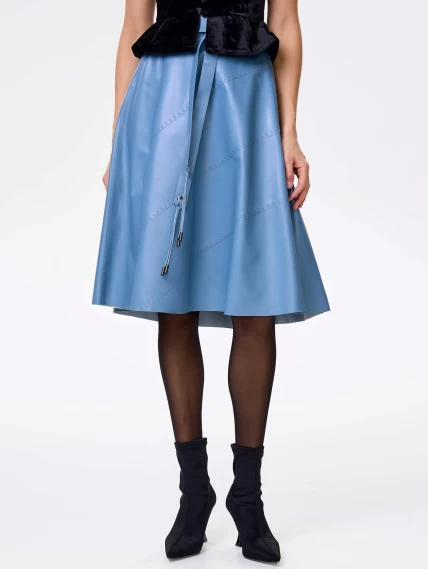 Голубая кожаная юбка 01рс, размер 46, артикул 85452-4