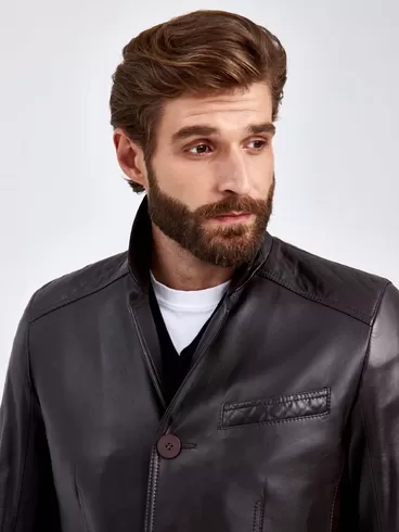 Кожаный костюм мужской: Пиджак 530 + Брюки 01, коричневый/черный, р. 50, арт. 140610-4