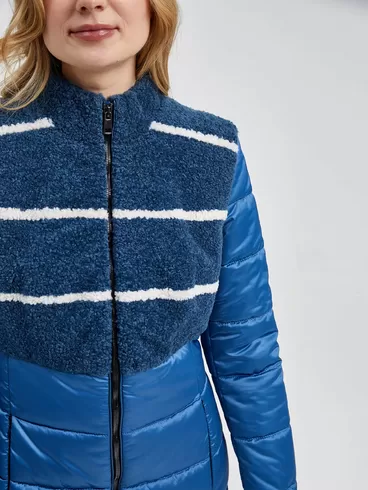 Демисезонный комплект женский: Пальто комбинированное 805 + Брюки 02, голубой/бордовый, р. 42, арт. 111304-4